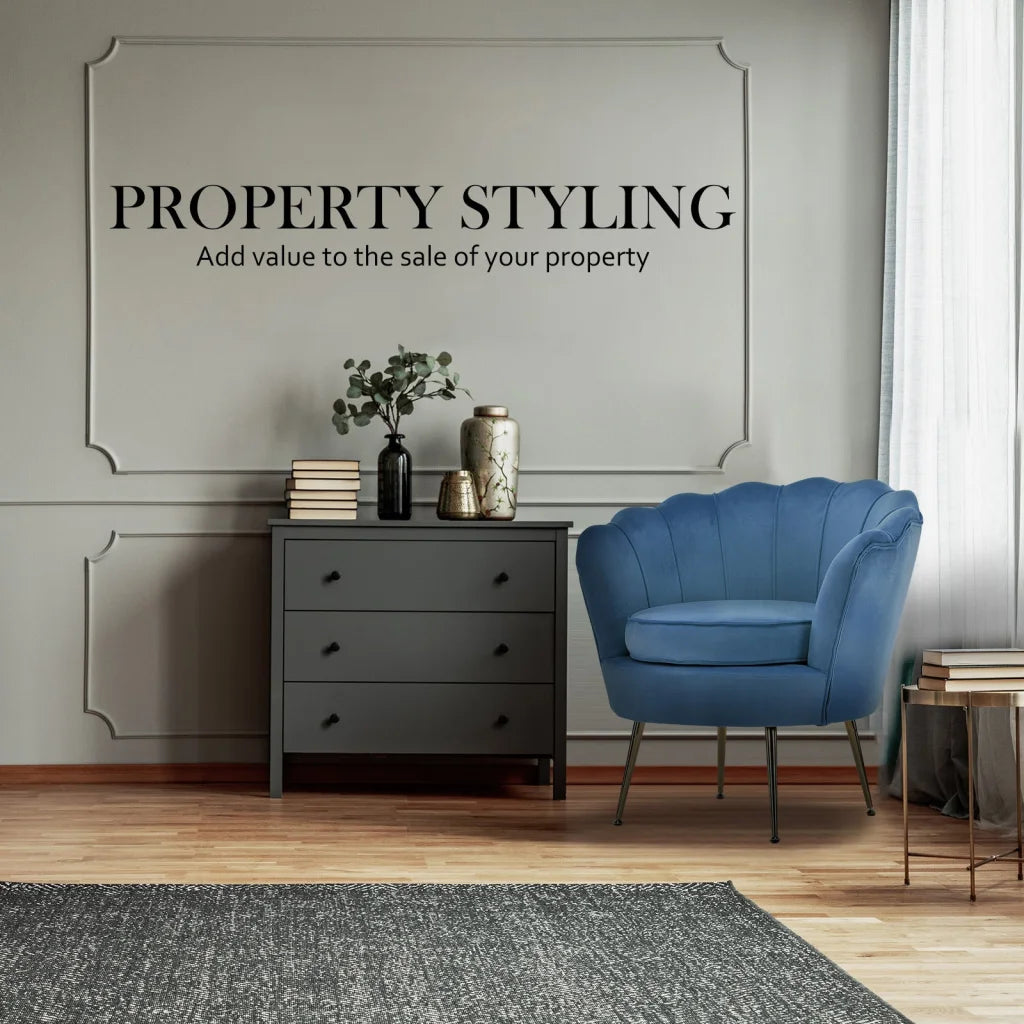 Scallop Navy Blue Armchair Lounge Chair Accent Velvet