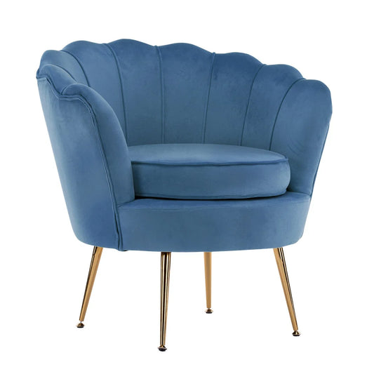 Scallop Navy Blue Armchair Lounge Chair Accent Velvet