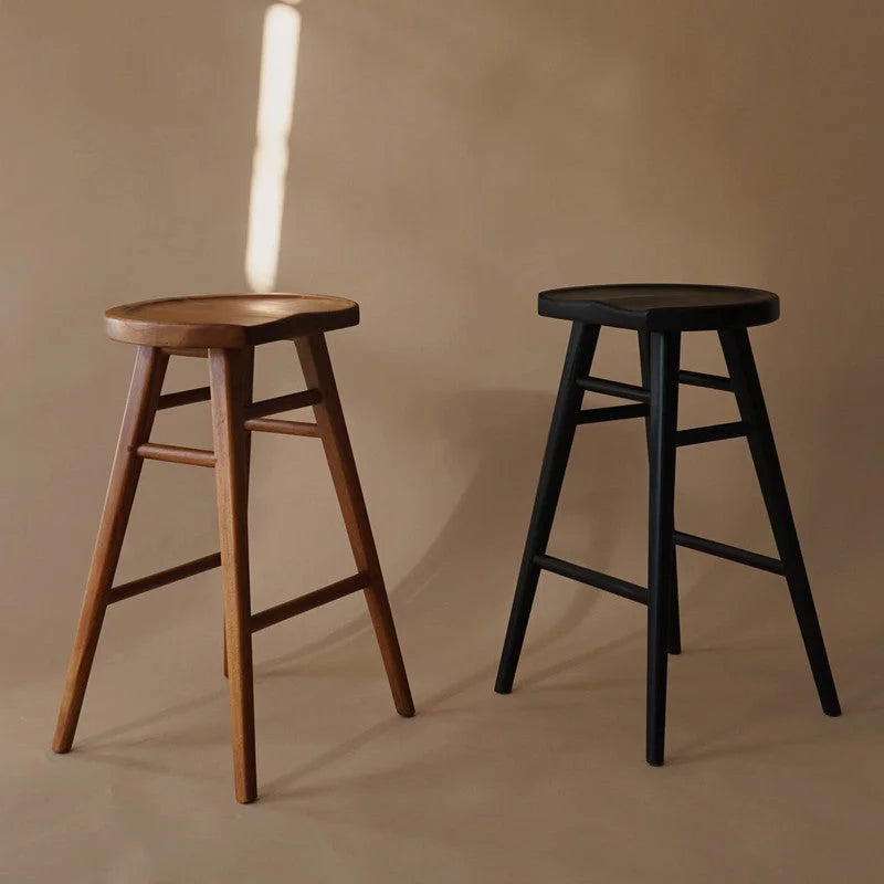 Scandinavian Timber Kitchen Counter Stool - Black