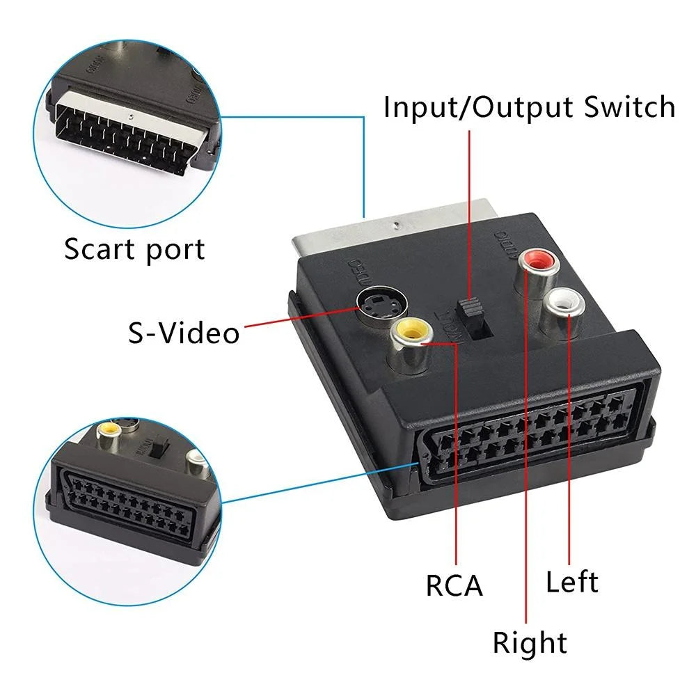 Scart Male To Female S-Video Rca Adapter - Audio Converter-1915198408734412803