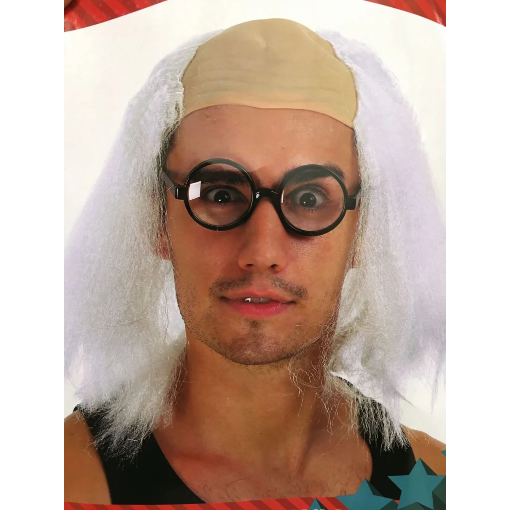 SCIENTIST WIG Mad Einstein Costume Fancy Dress White Hair