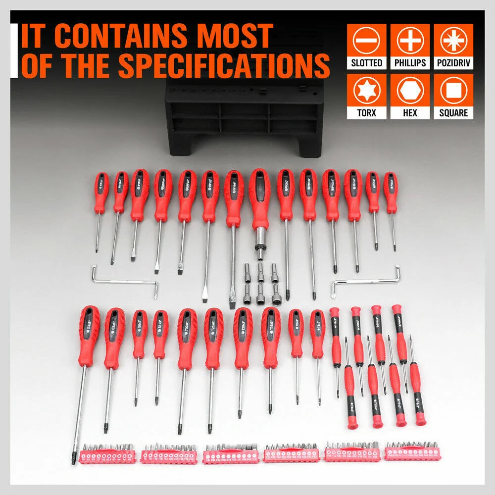 Screwdriver Set 100Pc Ratchet Handle Socket Slot Pozi Hex