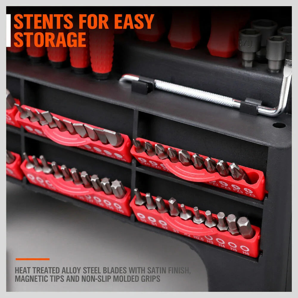 Screwdriver Set 100Pc Ratchet Handle Socket Slot Pozi Hex