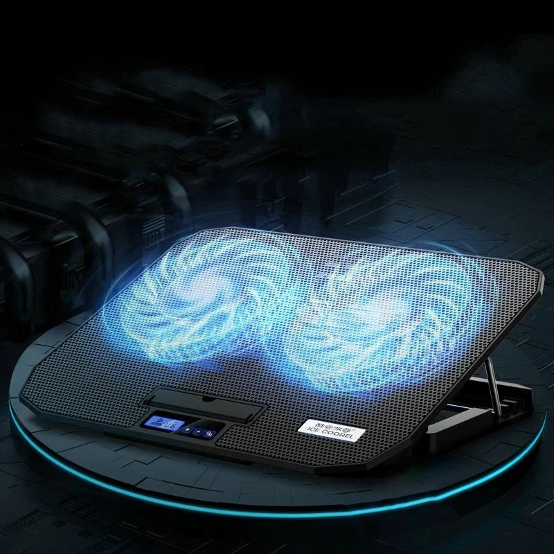 Sea Blue Dual Fan Laptop Cooling Stand - Adjustable-1964932275477024774