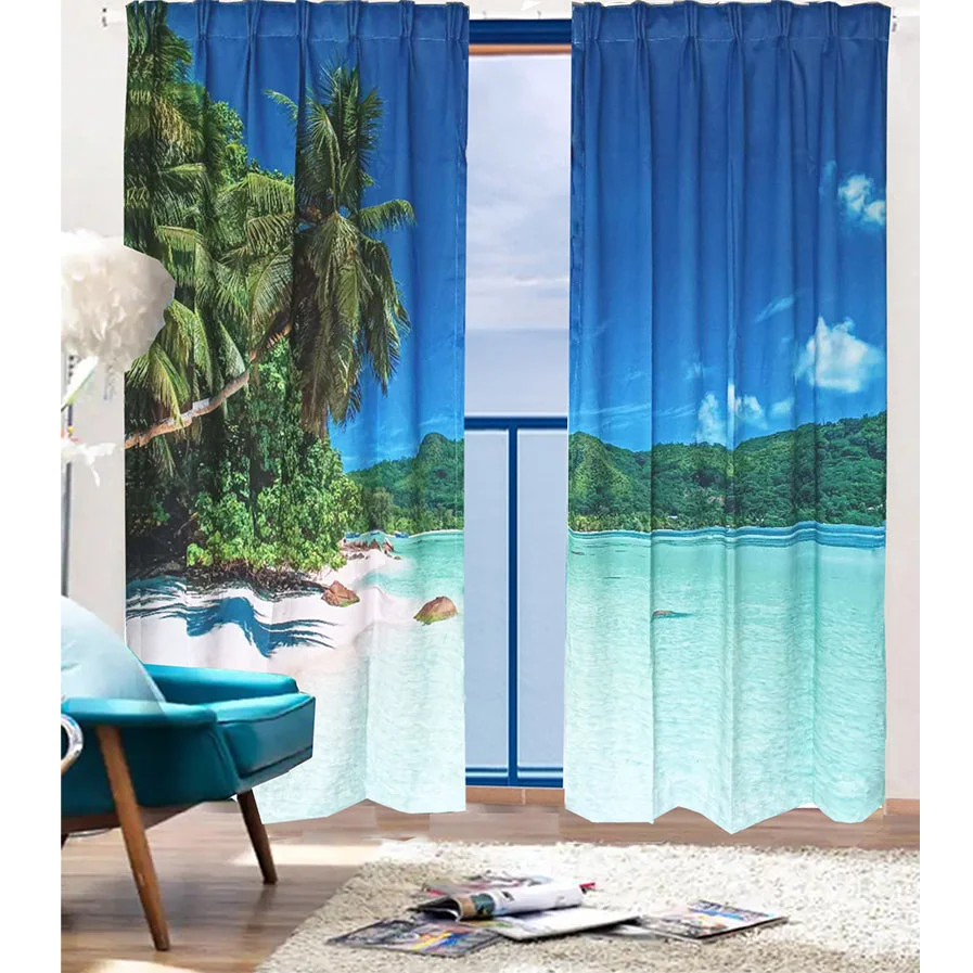 Sea View 3D Printing Blockout Curtains 260x213cm PINCH