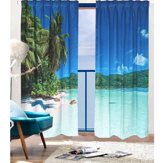 Sea View 3D Printing Blockout Curtains 260x213cm PINCH