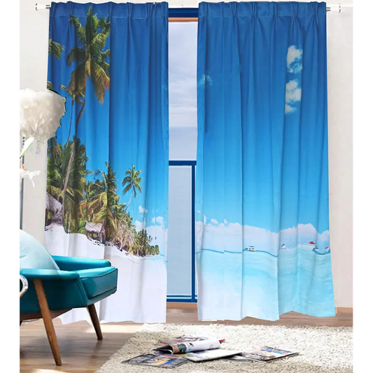 Sea View 3D Printing Blockout Curtains 260x213cm PINCH