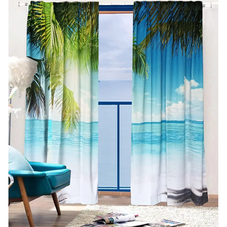Sea View 3D Printing Blockout Curtains 260x213cm PINCH