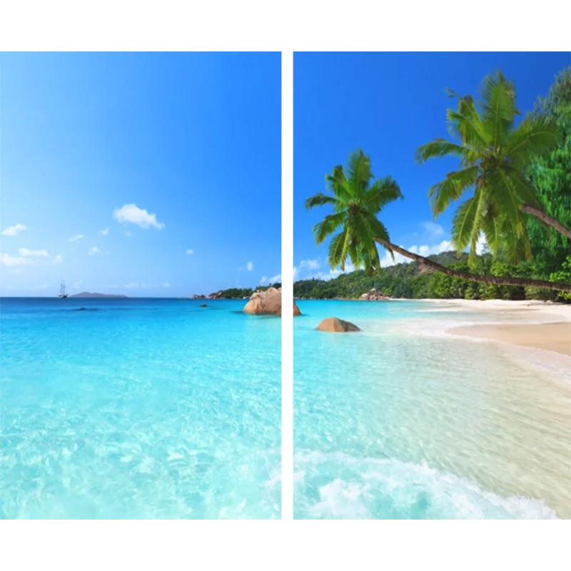 Sea View 3D Printing Blockout Curtains 260x213cm PINCH