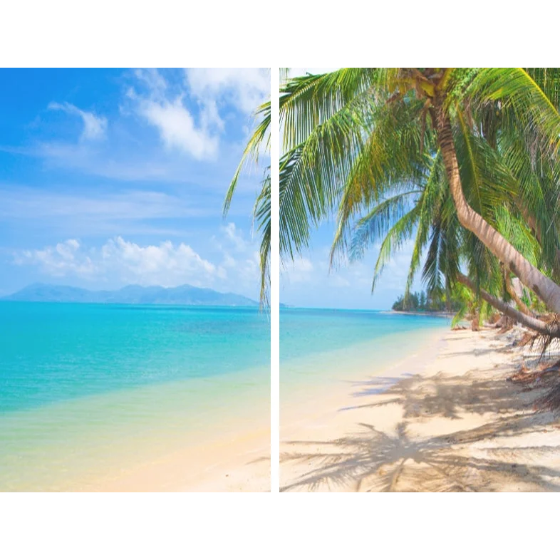Sea View 3D Printing Blockout Curtains 2x127x160cm PINCH