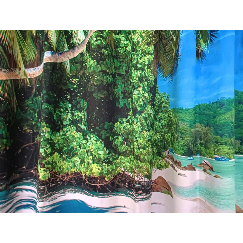 Sea View 3D Printing Blockout Curtains 2x127x160cm PINCH