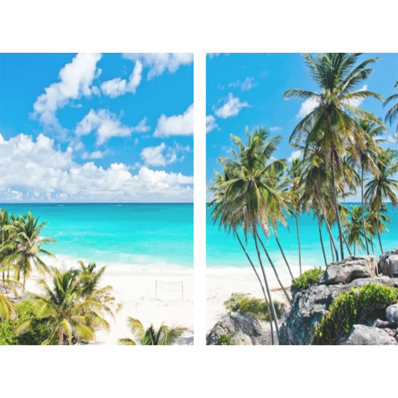 Sea View 3D Printing Blockout Curtains 2x128x160cm PINCH