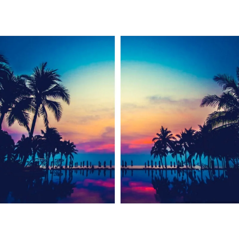 Sea View 3D Printing Blockout Curtains 2x131x160cm PINCH