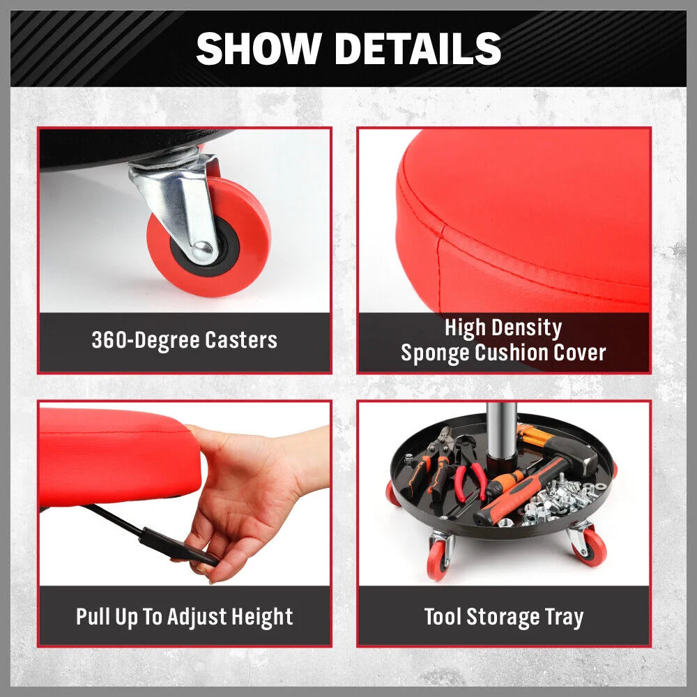 SEDY 150kg Load Pneumatic Roller Seat Mechanic Rolling