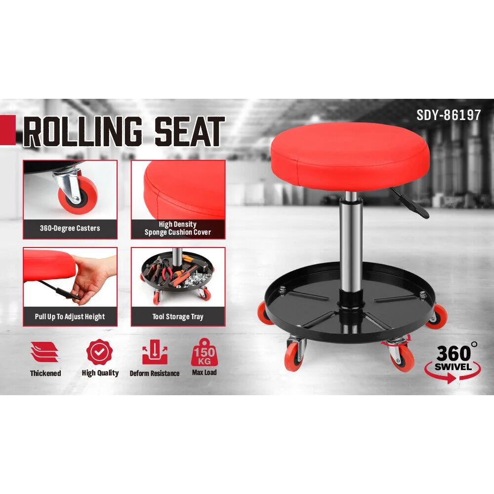 SEDY 150kg Load Pneumatic Roller Seat Mechanic Rolling