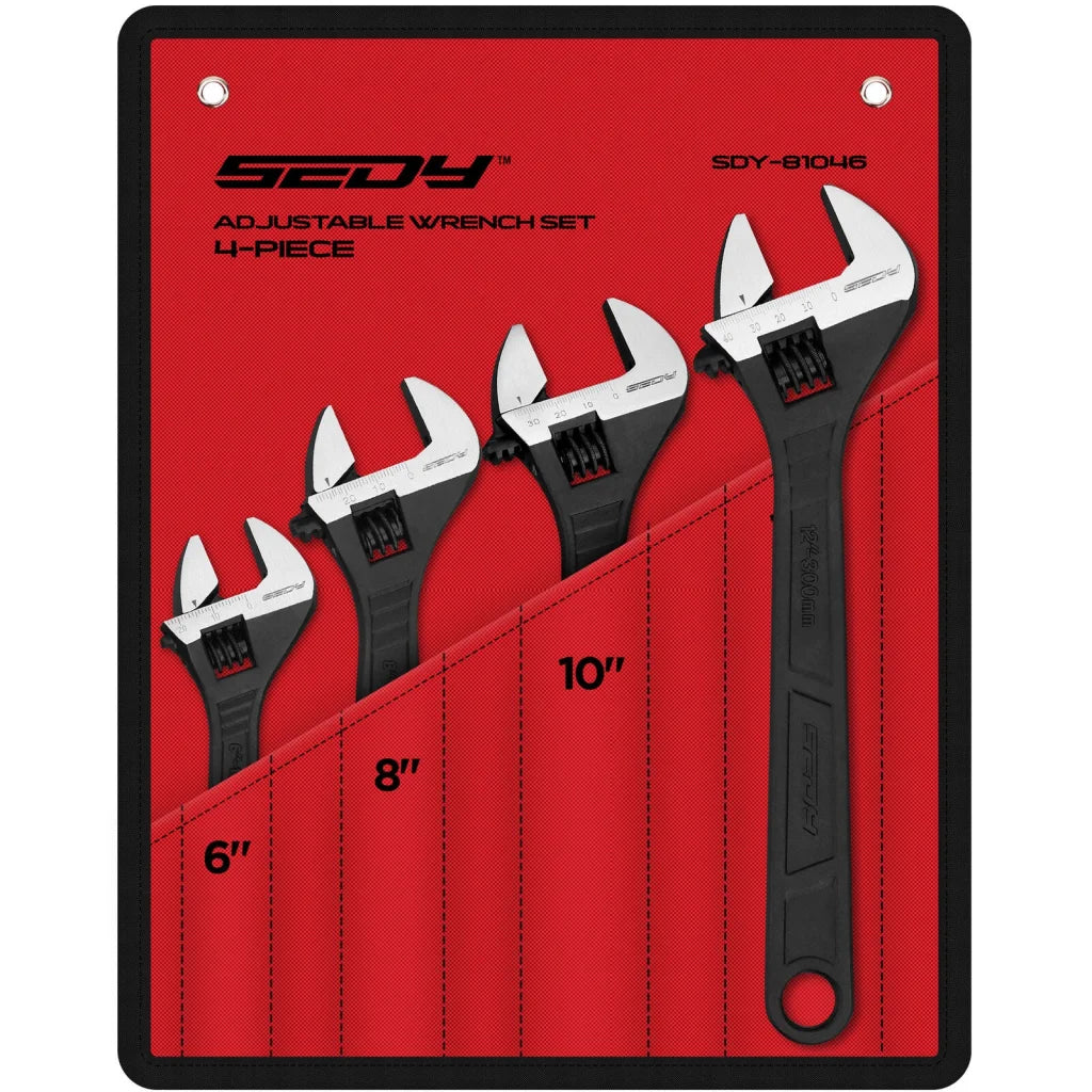 SEDY Adjustable Wrench Set 4Pc Heavy Duty SAE & Metric