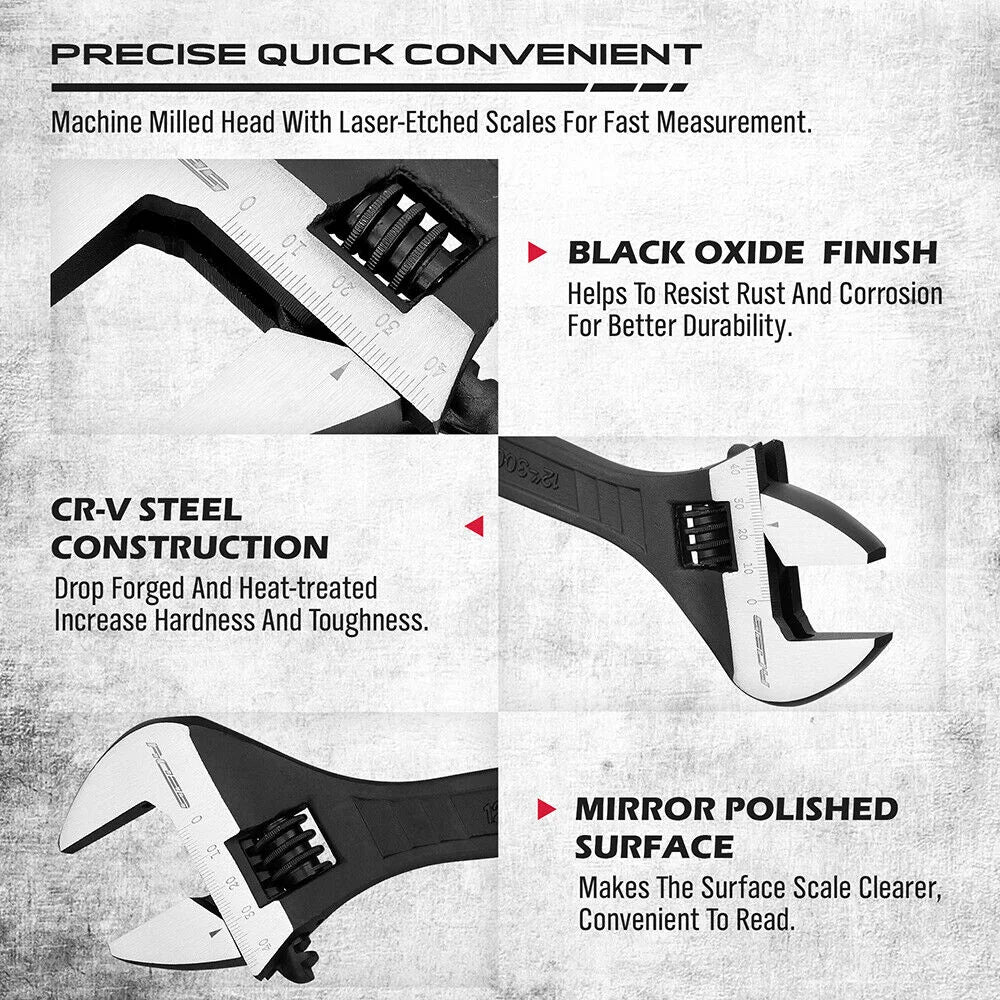 SEDY Adjustable Wrench Set 4Pc Heavy Duty SAE & Metric