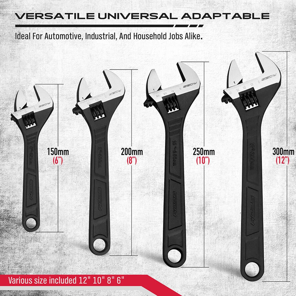 SEDY Adjustable Wrench Set 4Pc Heavy Duty SAE & Metric