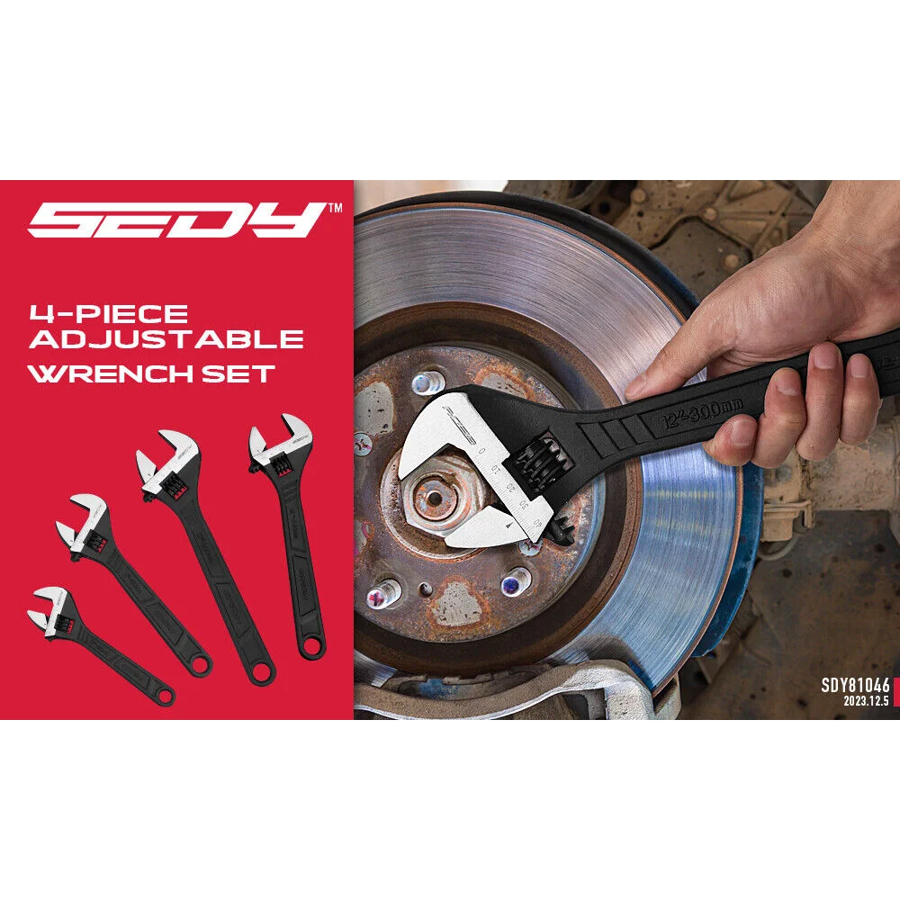 SEDY Adjustable Wrench Set 4Pc Heavy Duty SAE & Metric