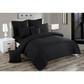 Seersucker Duvet Quilt Cover Set Super King Size Black