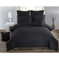 Seersucker Duvet Quilt Cover Set Super King Size Black