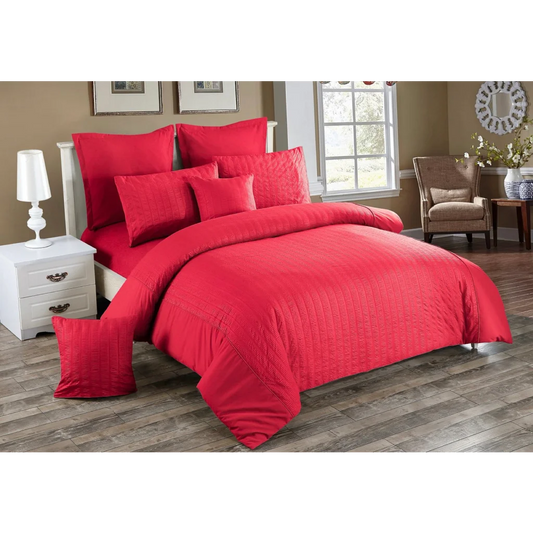 Seersucker Quilt/Duvet Cover Set King Size Red - Home &