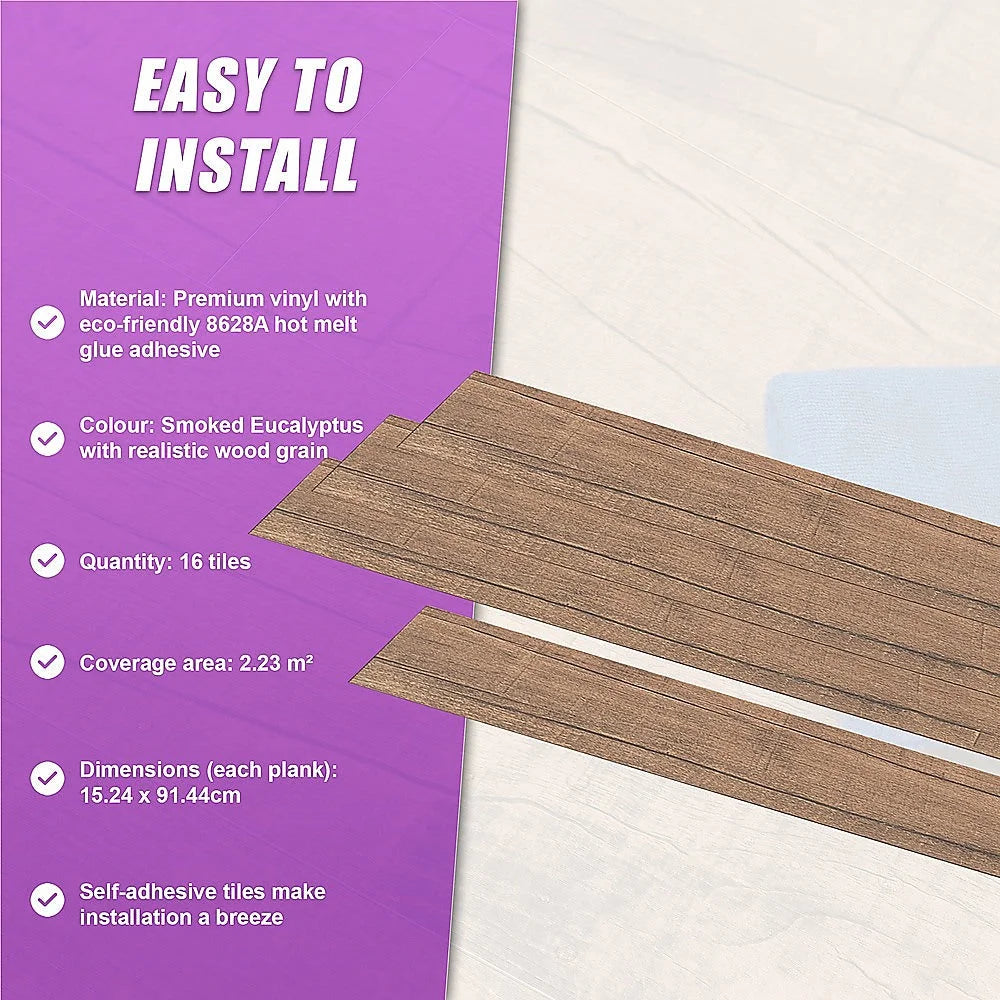 Self Adhesive Flooring Floor Tiles Smoked Eucalyptus Wood
