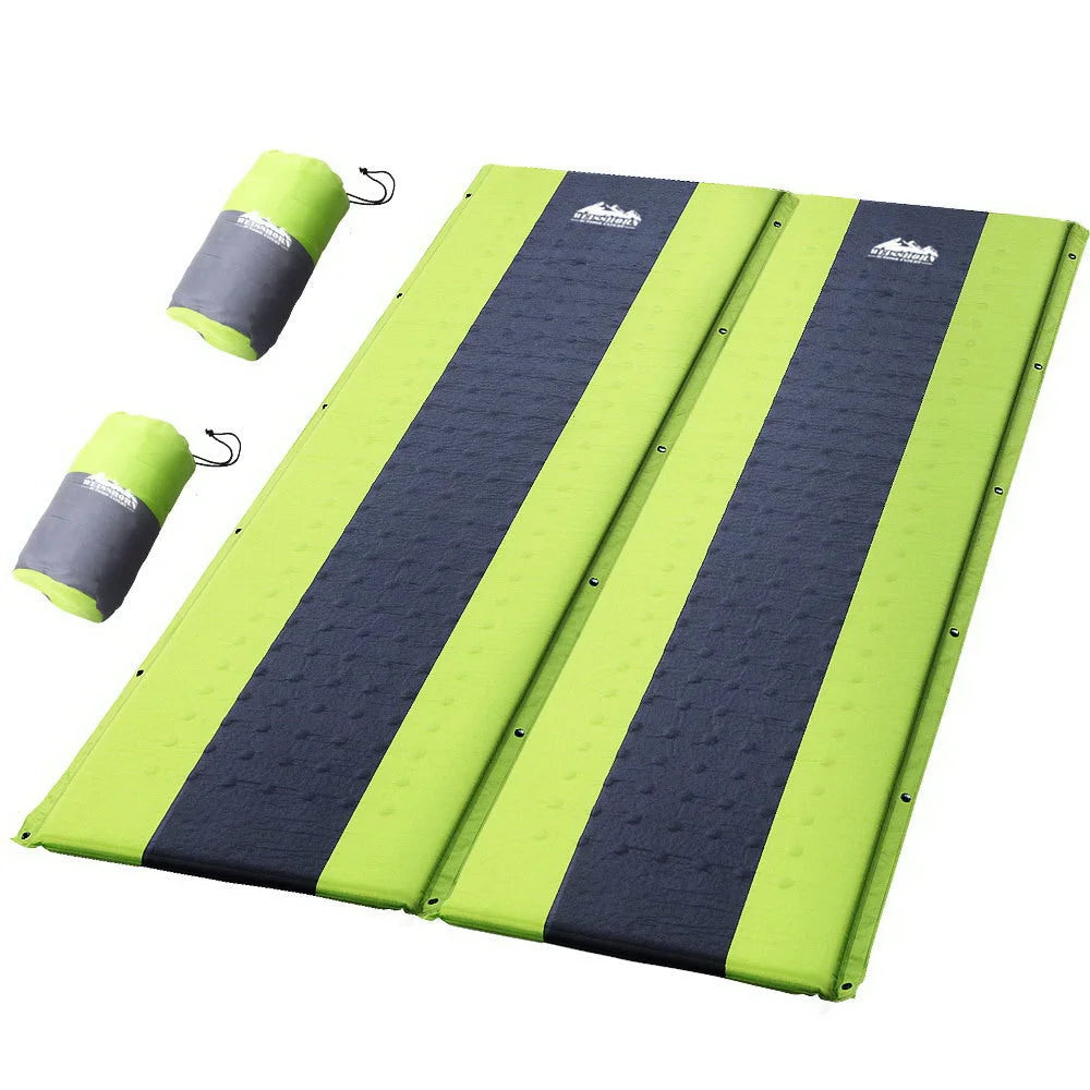 Green mattress with self inflating camping sleeping