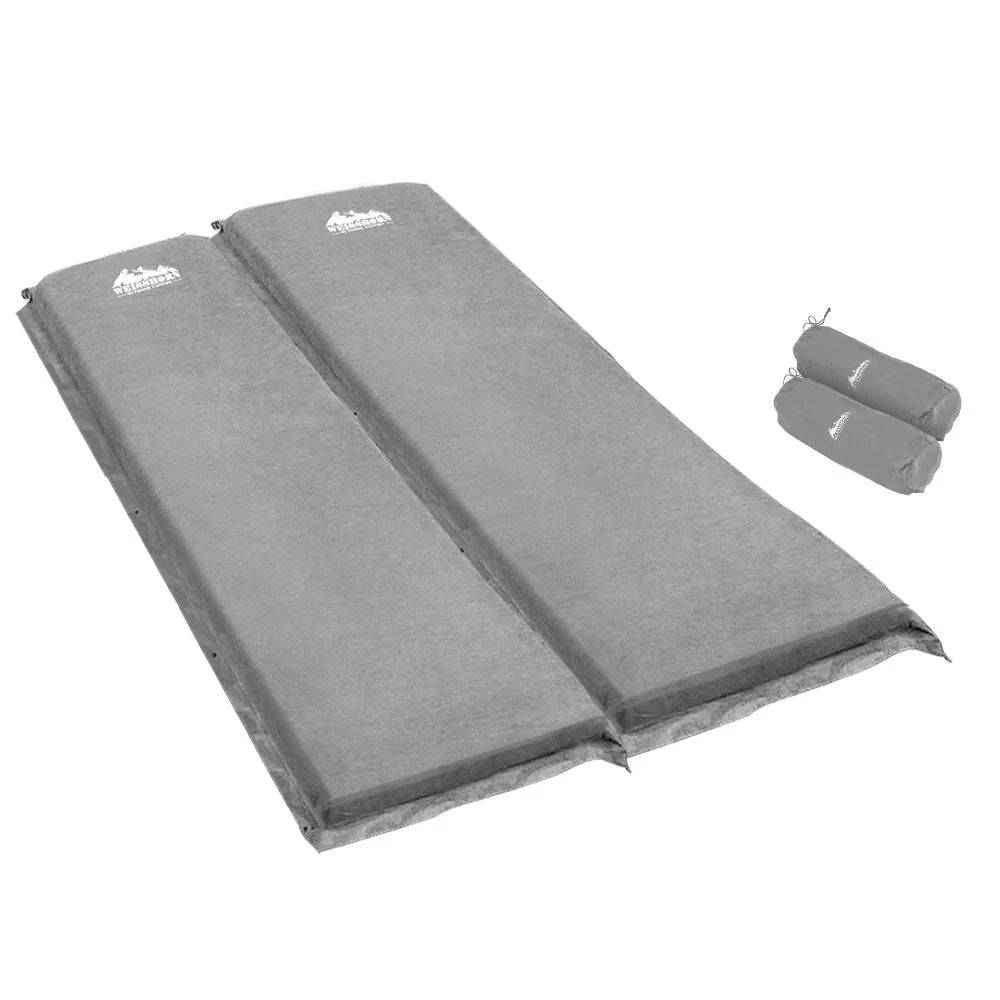 Grey 10cm mattress with self inflating camping sleeping