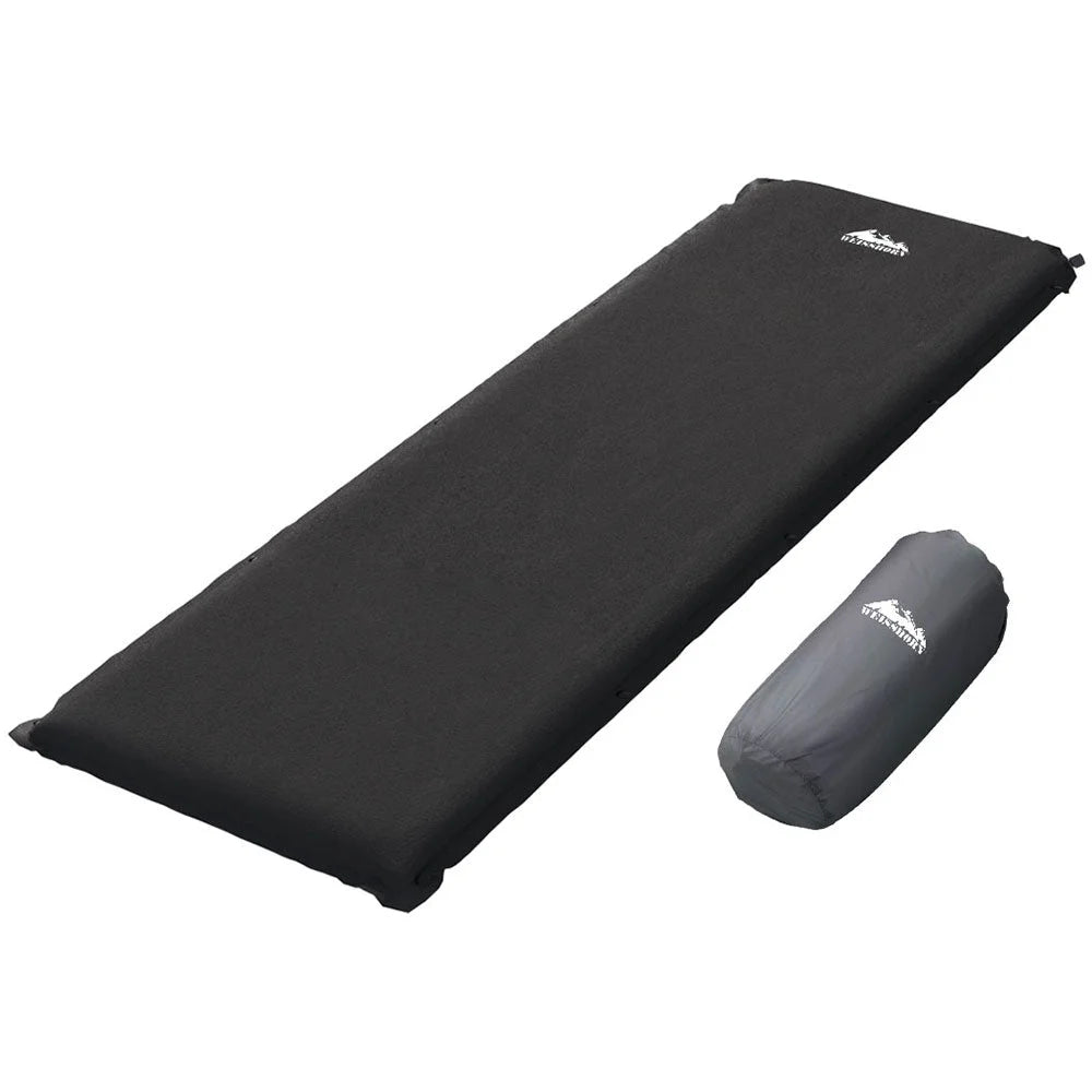 Self Inflating Mattress Camping Sleeping Mat Air Bed Pad Single Black Weisshorn