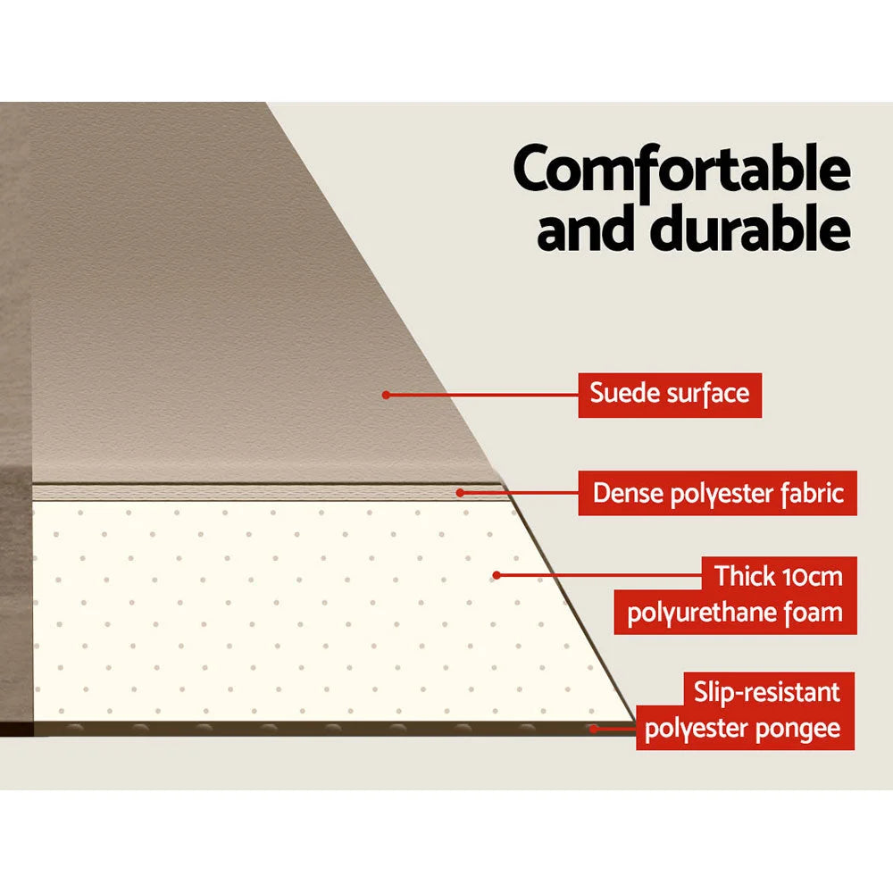 10cm mattress with layered cushioning and fabric casing