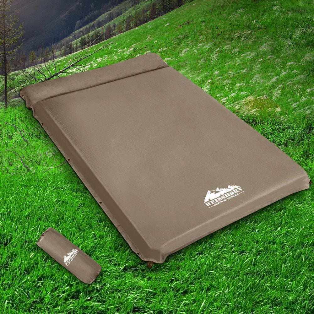 Self‑Inflating Mattress Double 10 cm Thick Coffee - Outdoor