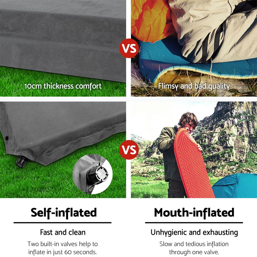Mattress with self inflating double size outdoor
