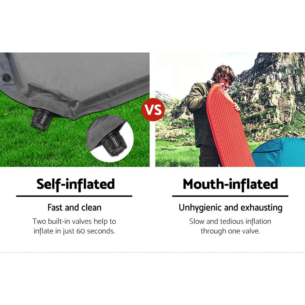 Mattress with self inflating outdoor double mat