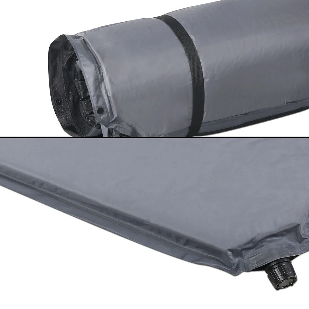 Grey mattress with self inflating outdoor double