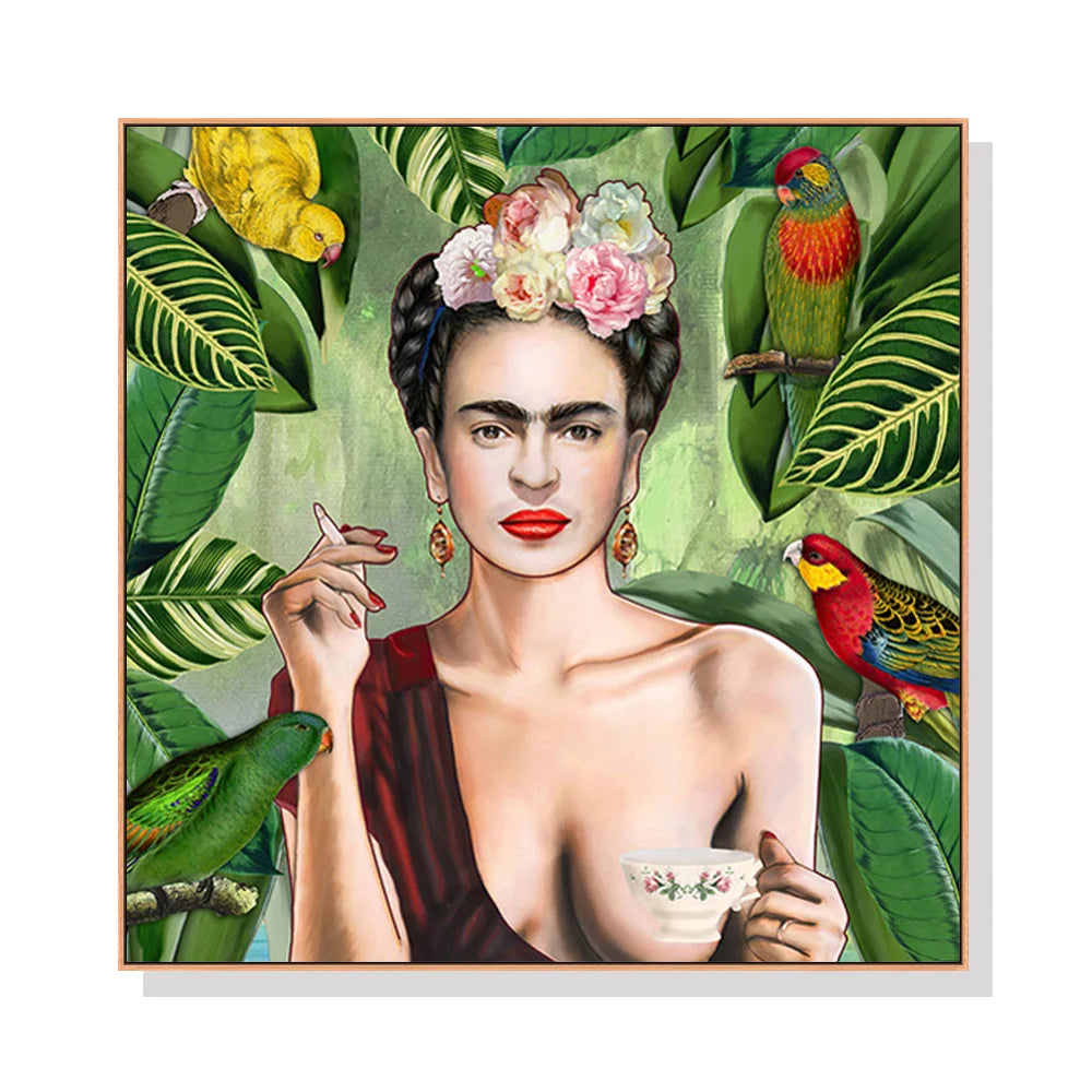Self-Portrait by Frida Kahlo Wall Art - Wood Frame Canvas