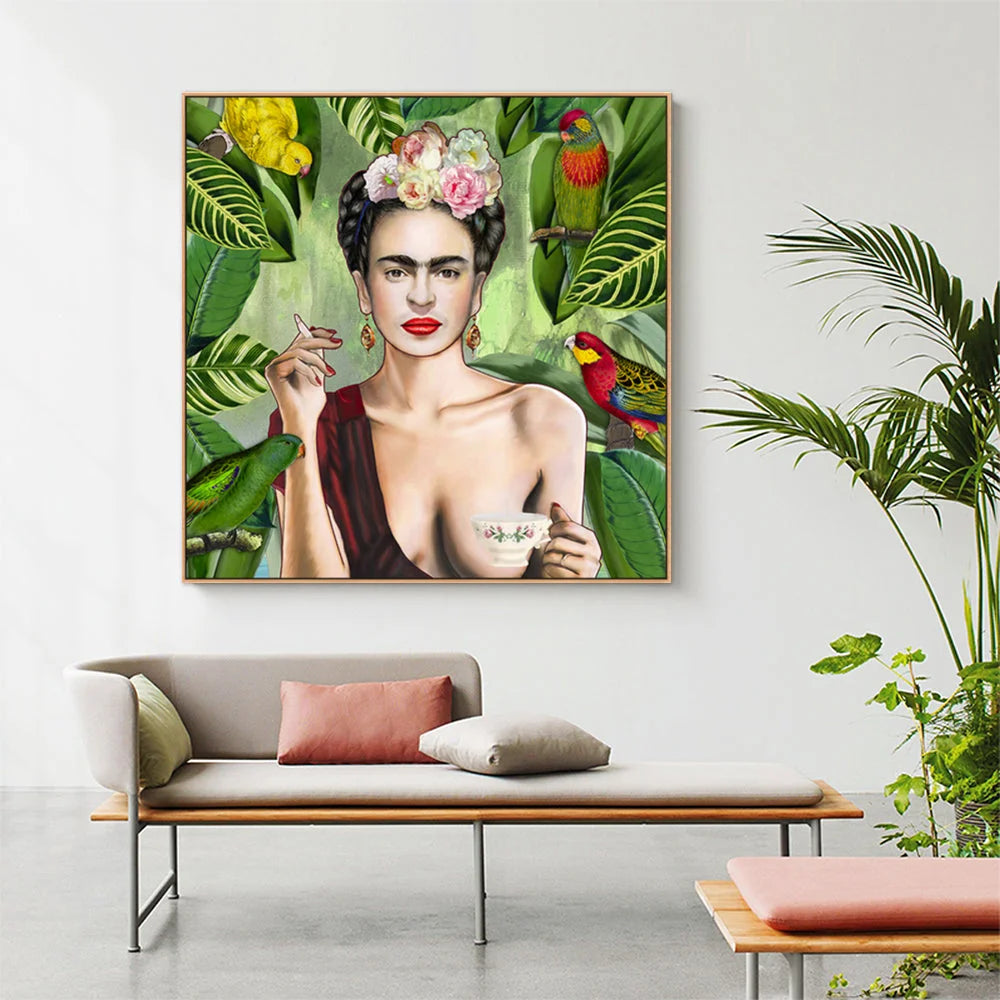 Self-Portrait by Frida Kahlo Wall Art - Wood Frame Canvas