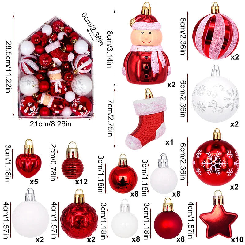 Senior Citizen 72-Piece Christmas Bauble Set - Hand-Painted