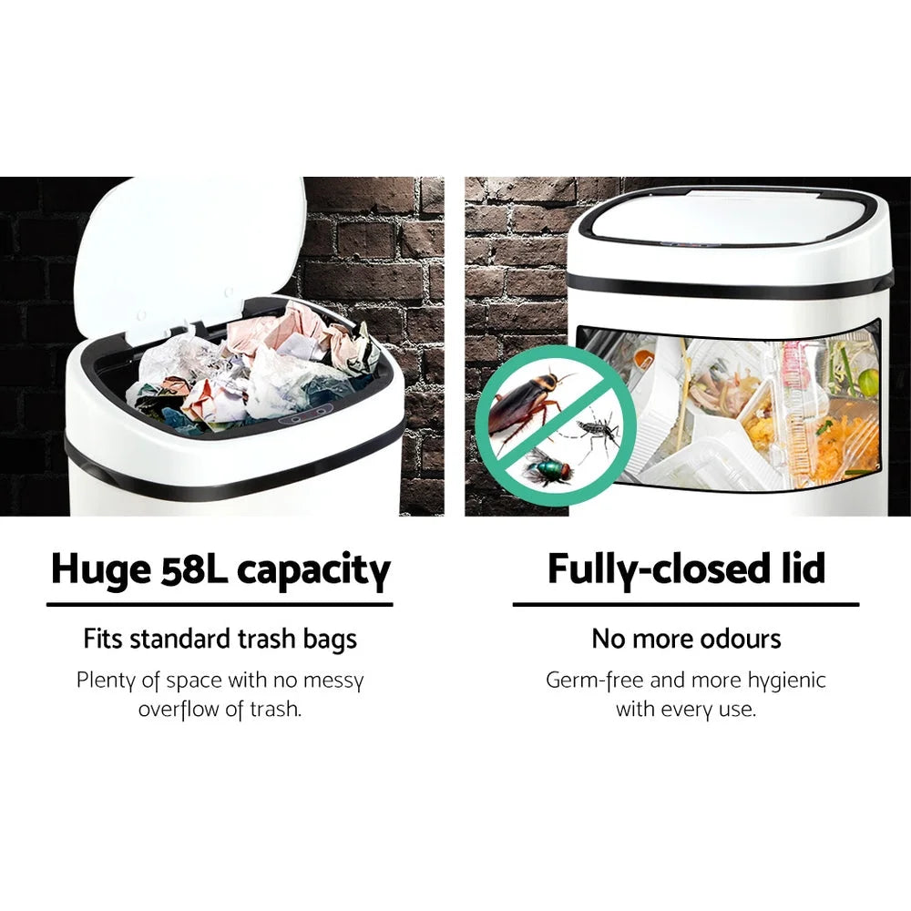 Sensor Bin 58L - White - Devanti