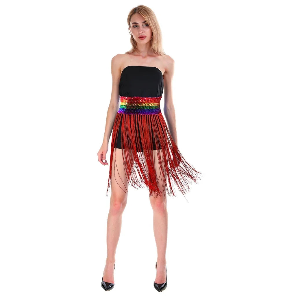 Sequin Belt w/Fringe Skirt Belly Dance Dancer Costume Party