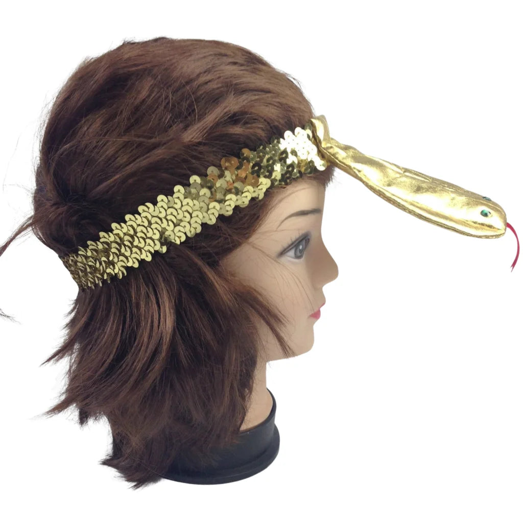 SEQUIN EGYPTIAN Headband Flapper Headpiece w Snake Fancy