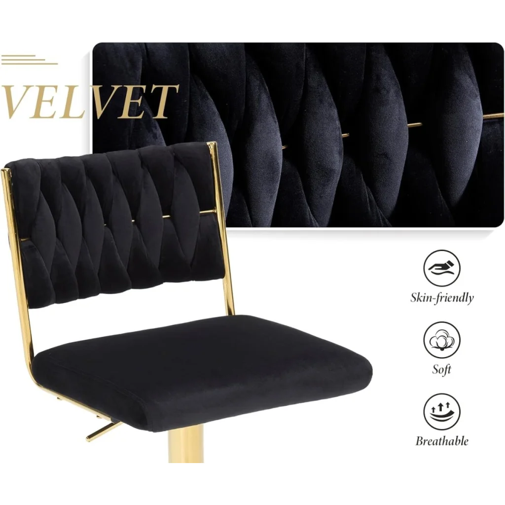 SERENITà 2x Velvet Bar Stools with Braided Back Elegant