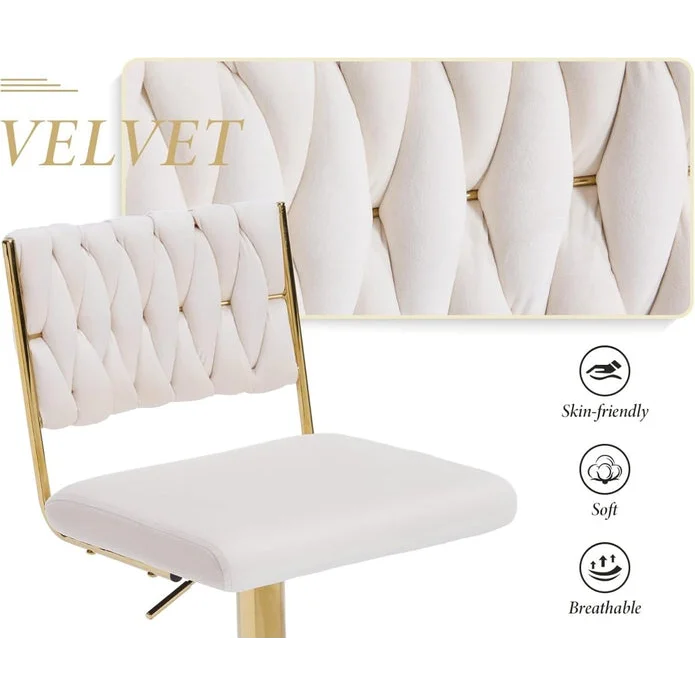 SERENITà 2x Velvet Bar Stools with Braided Back Elegant