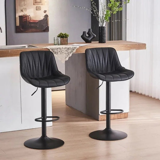 SERENITà Black Modern Height Adjustable Swivel Bar Stools