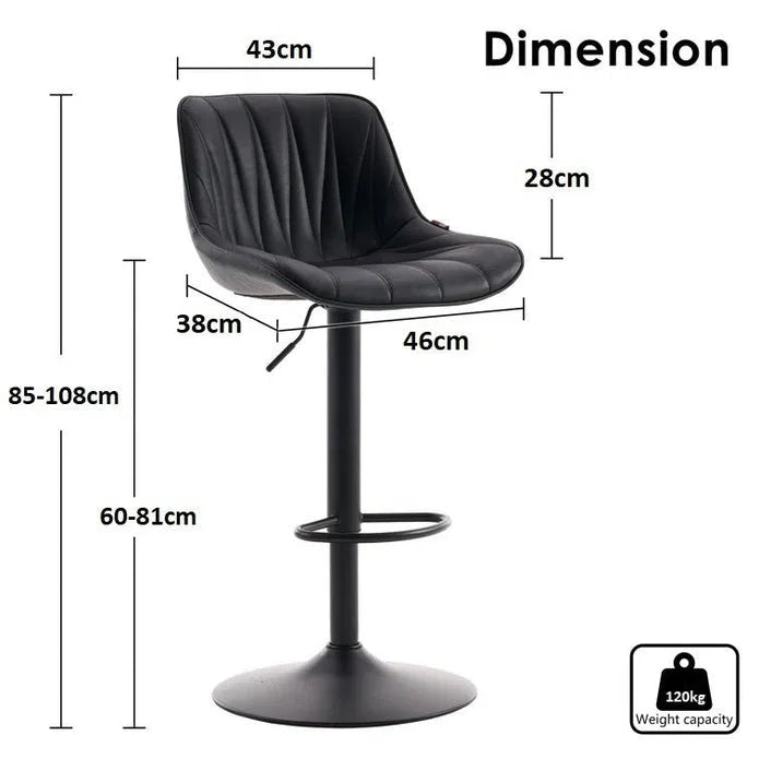SERENITà Black Modern Height Adjustable Swivel Bar Stools