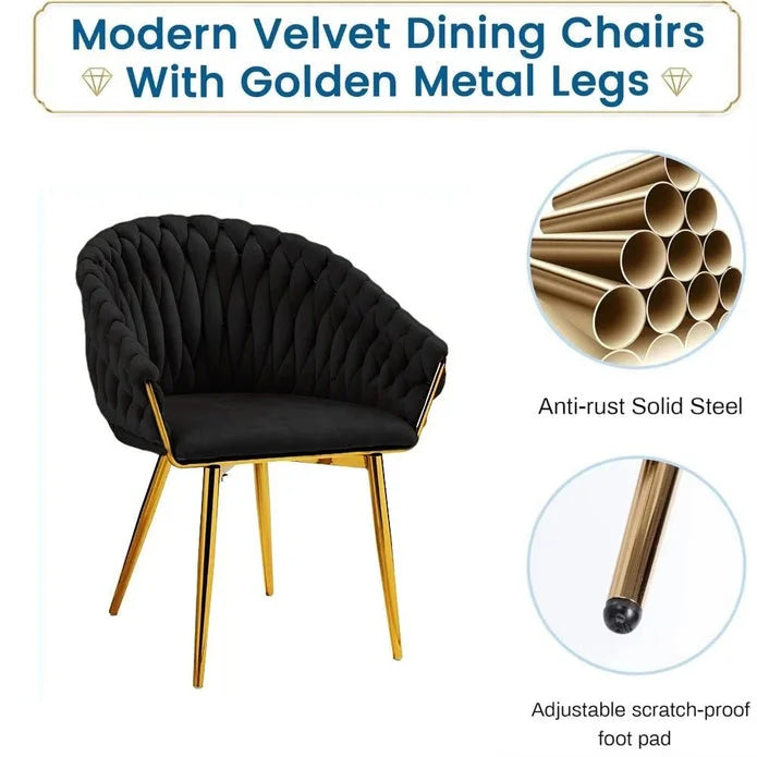 SERENITà Black Modern Velvet Dining Chairs Upholstered