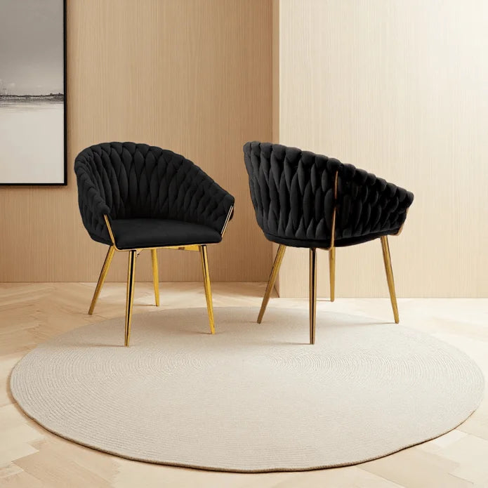 SERENITà Black Modern Velvet Dining Chairs Upholstered