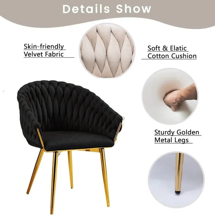 SERENITà Black Modern Velvet Dining Chairs Upholstered