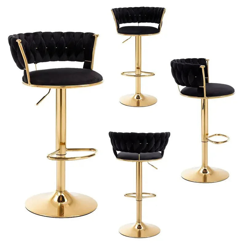 SERENITà Black Velvet Seat Kitchen Breakfast Bar Stools