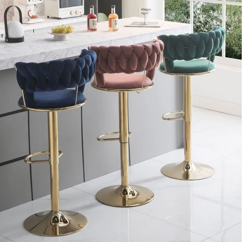 SERENITà Blue Velvet Seat Kitchen Breakfast Bar Stools